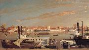 George Tirrell View of Sacramento,California,From Across the Sacramento River USA oil painting artist